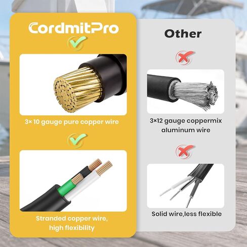 Marine Shore Power Adapter Cable, 50 Amp SS2-50P to 30 Amp L5-30R, 125/250V Male Plug to 125V Twist Lock Female, ETL Listed Boat Shore Power Converter, 10AWG STW, 1.5FT in Kuwait