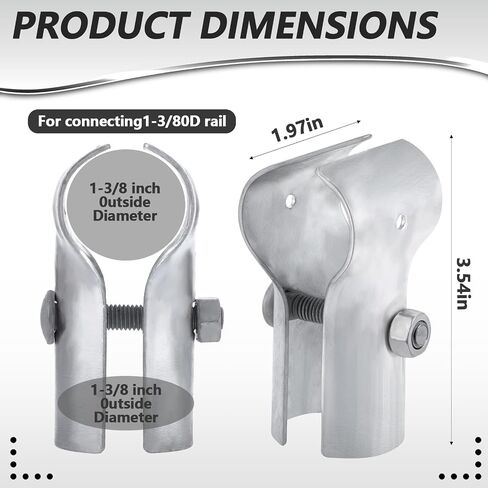 Rail Clamps 1-3/8" x 1-3/8", End Rail T Clamps Chain Link Fence Fittings, Panel T Clamps for 1-3/8" OD Pipe, Galvanized Fence Pipe T Clamps, Chain Link Fence Parts, 12 PCS in Kuwait