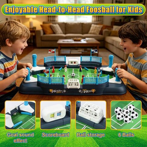 Mini Soccer Board Game for Kids 3-12, Foosball Table Toy for Age 4-8, Pinball Machine Toys for Boys 5-10 Years Old, Interactive Indoor Action Game with 6 Balls for Birthday Gift in Kuwait
