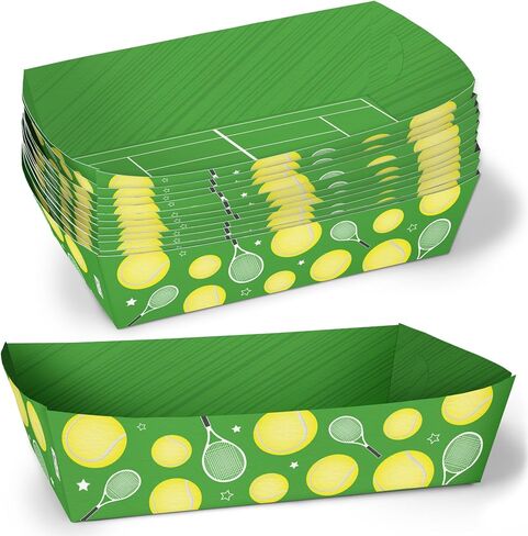 Big Dot of Happiness Tennis Party Paper Food Trays, Disposable Food Boats for Birthday or Retirement, Picnic, BBQ, Double-Sided Paper Meal Holders for Nachos, Hot Dogs, French Fries - 12 Ct in Kuwait
