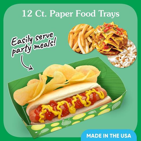 Big Dot of Happiness Tennis Party Paper Food Trays, Disposable Food Boats for Birthday or Retirement, Picnic, BBQ, Double-Sided Paper Meal Holders for Nachos, Hot Dogs, French Fries - 12 Ct in Kuwait