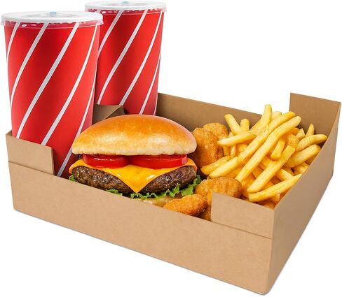 صينية ملعب FC Meyer Food Service، صواني من الورق المقوى المعاد تدويرها فائقة القوة، صينية طعام بنية صديقة للبيئة للاستعمال مرة واحدة، تغليف أغذية متعدد الاستخدامات، 11 بوصة × 8.75 بوصة × 2.5 بوصة، عبوة من 25 قطعة in Kuwait