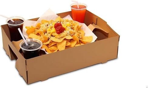 صينية ملعب FC Meyer Food Service، صواني من الورق المقوى المعاد تدويرها فائقة القوة، صينية طعام بنية صديقة للبيئة للاستعمال مرة واحدة، تغليف أغذية متعدد الاستخدامات، 11 بوصة × 8.75 بوصة × 2.5 بوصة، عبوة من 25 قطعة in Kuwait