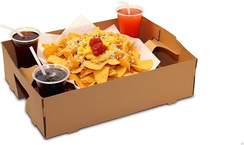 صينية ملعب FC Meyer Food Service، صواني من الورق المقوى المعاد تدويرها فائقة القوة، صينية طعام بنية صديقة للبيئة للاستعمال مرة واحدة، تغليف أغذية متعدد الاستخدامات، 11 بوصة × 8.75 بوصة × 2.5 بوصة، عبوة من 25 قطعة in Kuwait