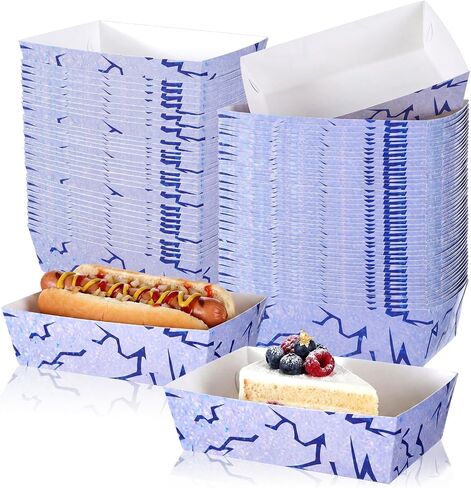Blushtier 100 Pcs K Pop Party Paper Food Trays Bulk Purple Lightning Disposable Food Boats K Pop Themed Snack Plates for Goodies Candy Concert Fan Gathering Birthday Decorations Supplies in Kuwait