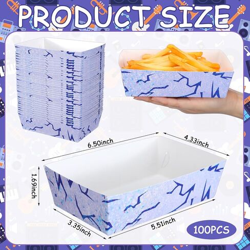 Blushtier 100 Pcs K Pop Party Paper Food Trays Bulk Purple Lightning Disposable Food Boats K Pop Themed Snack Plates for Goodies Candy Concert Fan Gathering Birthday Decorations Supplies in Kuwait