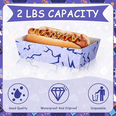 Blushtier 100 Pcs K Pop Party Paper Food Trays Bulk Purple Lightning Disposable Food Boats K Pop Themed Snack Plates for Goodies Candy Concert Fan Gathering Birthday Decorations Supplies in Kuwait