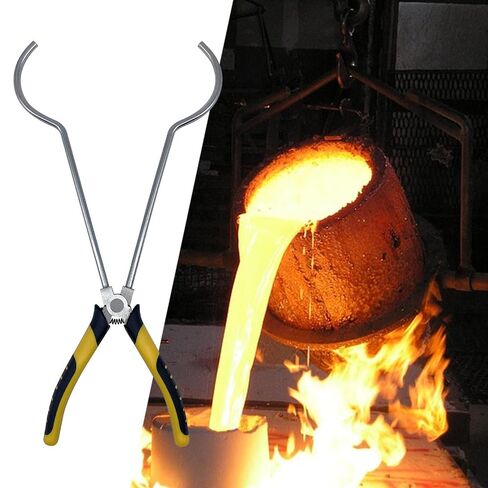 Crucible Tongs Heat Resistant Metal Furnace Tongs Double Spring Structure Rubber Coated Handle Crucible Clamp Secure Holding Suitable for, Style A in Kuwait