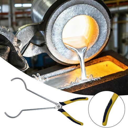 Crucible Tongs Heat Resistant Metal Furnace Tongs Double Spring Structure Rubber Coated Handle Crucible Clamp Secure Holding Suitable for, Style A in Kuwait