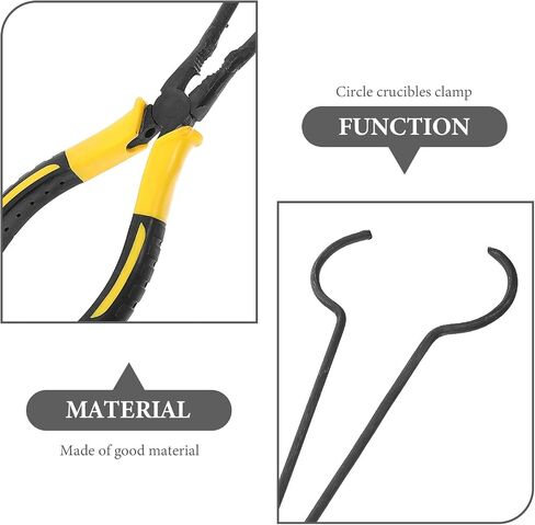 COHEALI Long Crucible Tongs for Casting and Refining Precious Metals, Large Opening Iron Clamp with Rubber Handles, Practical Laboratory Crucible Clamp Tool in Kuwait