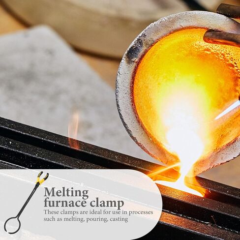 COHEALI Long Crucible Tongs for Casting and Refining Precious Metals, Large Opening Iron Clamp with Rubber Handles, Practical Laboratory Crucible Clamp Tool in Kuwait