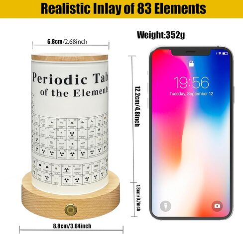 2026 New Periodic Table with Real Elements Inside, 83 Real Elements Samples with LED Light Wooden Stand and Magnifying Glass, Chemistry Decor, Science Gifts for Kids Student, Teacher, Science Lovers in Kuwait