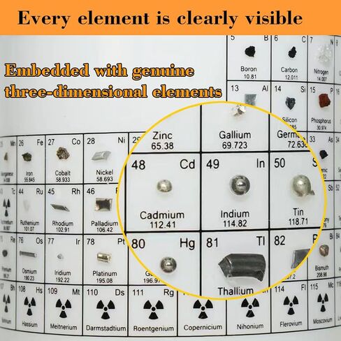 2026 New Periodic Table with Real Elements Inside, 83 Real Elements Samples with LED Light Wooden Stand and Magnifying Glass, Chemistry Decor, Science Gifts for Kids Student, Teacher, Science Lovers in Kuwait