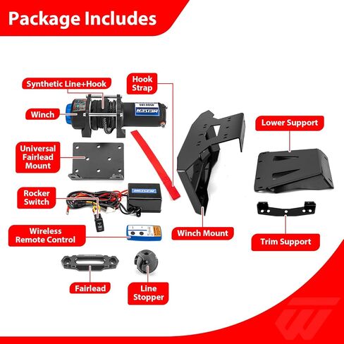 WeiSen 4500lb Electric Winch Kit with Winch Mount and Rocker Switch Compatible with Polaris RZR XP 1000 2024-2025, with Synthetic Rope Hawse Fairlead Hook and Stopper in Kuwait