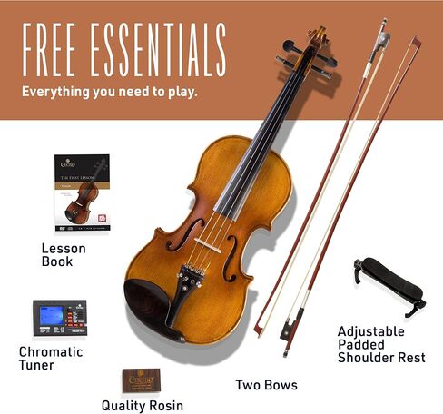 Cecilio 4/4 Violin Solidwood Violin with Strings, Bow, Rosin, Tuner, Shoulder Rest & Lesson Book in Kuwait