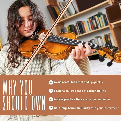 Cecilio 4/4 Violin Solidwood Violin with Strings, Bow, Rosin, Tuner, Shoulder Rest & Lesson Book in Kuwait