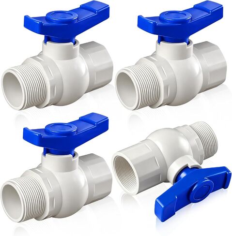 1-1/2 Inch PVC Ball Valve with Male to Female Full Port NPT Thread | 1.5" Quarter-Turn Handle Schedule 40 PVC Shut Off Valve, for Irrigation, Swimming Pool, Water Treatment, Industrial Pipe in Kuwait