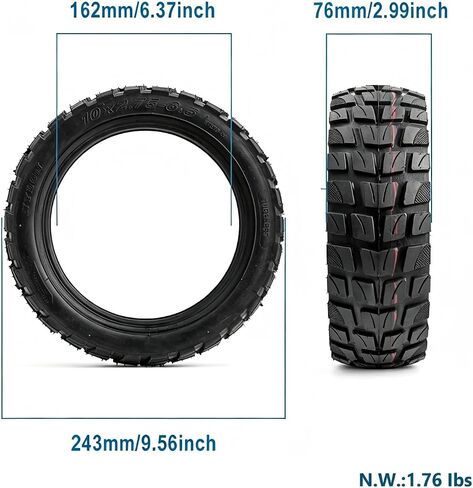 10 Inch 10x2.75-6.5 Off-Road Vacuum Tire, Compatible With Iscooter IX3 IX4 IX7 Pro Speedway 5 Dualtron 3 Electric Scooter Wheel,Tubeless Puncture-Proof Shockproof Super Grip Replacement Outer Tyre in Kuwait