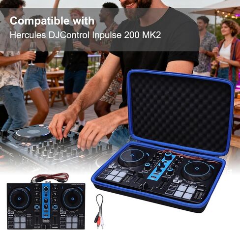 حافظة وحدة تحكم DJ LTGEM متوافقة مع وحدة تحكم Hercules DJControl Inpulse 200 MK2 MK3 DJ، حدود سوداء/زرقاء (الجراب فقط) in Kuwait