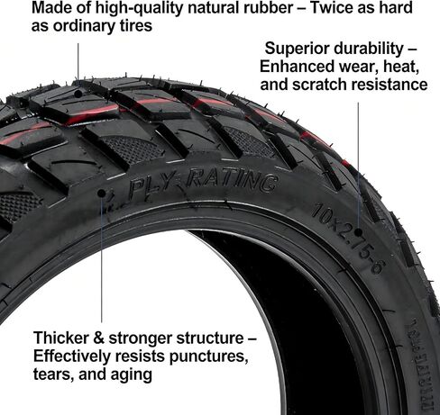 10 Inch 10x2.75-6.5 Off-Road Vacuum Tire, Compatible With Iscooter IX3 IX4 IX7 Pro Speedway 5 Dualtron 3 Electric Scooter Wheel,Tubeless Puncture-Proof Shockproof Super Grip Replacement Outer Tyre in Kuwait