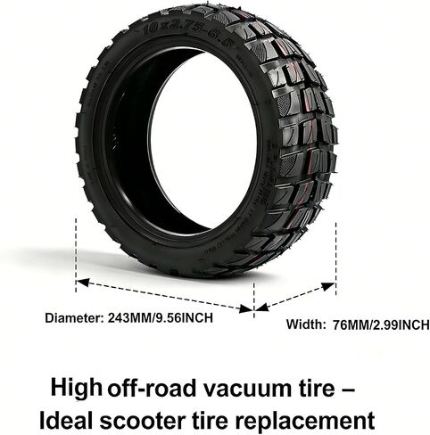 10 Inch 10x2.75-6.5 Off-Road Vacuum Tire, Compatible With Iscooter IX3 IX4 IX7 Pro Speedway 5 Dualtron 3 Electric Scooter Wheel,Tubeless Puncture-Proof Shockproof Super Grip Replacement Outer Tyre in Kuwait