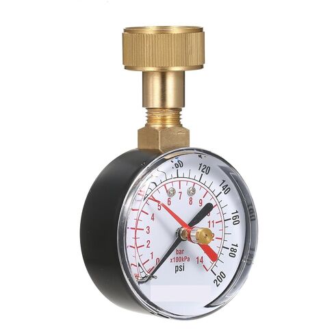 1pcs 2-1/2'' Water Pressure Test Pressure Gauge Gauge 3/4'' Hose Thread 0-200 PSI Psi/bar Scale with kPa Guidance in Saudi Arabia