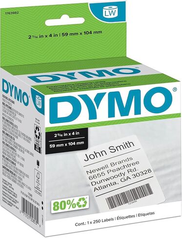 DYMO LW Shipping Labels for LabelWriter Label Printers, White, (2-5/16 x 4)-Inch, 1 roll of 250 (1763982) in Kuwait