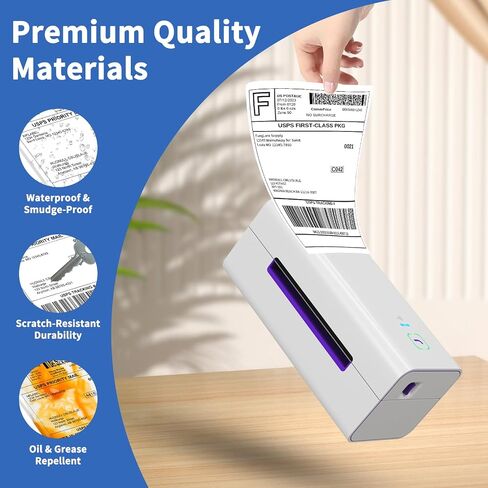 4x6 Shipping Labels in 4 Rolls (1000 Pages per roll with 3" core) 4 x 6 Direct Thermal Shipping Labels with Perforations Designed for Thermal Printer, White. in Kuwait