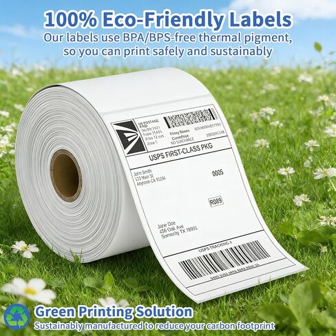 4x6 Shipping Labels in 4 Rolls (1000 Pages per roll with 3" core) 4 x 6 Direct Thermal Shipping Labels with Perforations Designed for Thermal Printer, White. in Kuwait