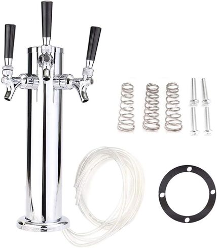 Beer Tower Dispenser, Stainless Steel Kegerator Kit, 3 Flange Brewing Tower, 36cm Height for Home Bar, Parties, and Picnics.High Quality in Kuwait