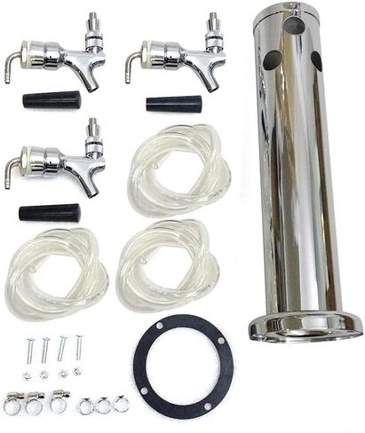 Beer Tower Dispenser, Stainless Steel Kegerator Kit, 3 Flange Brewing Tower, 36cm Height for Home Bar, Parties, and Picnics.High Quality in Kuwait