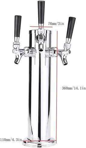 Beer Tower Dispenser, Stainless Steel Kegerator Kit, 3 Flange Brewing Tower, 36cm Height for Home Bar, Parties, and Picnics.High Quality in Kuwait