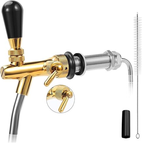 Adjustable Beer Tap with 100mm Long Shank, Home Brewing Draft Beer Faucet,Kegerator Tap,Beer Dispenser for Wall/Fridge(Silver) in Kuwait