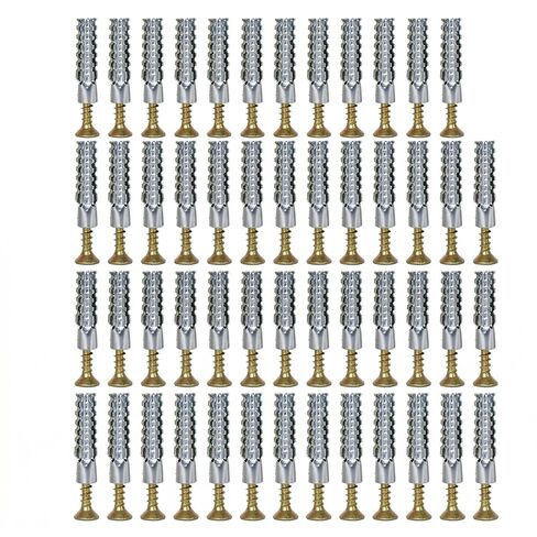 Concrete Wall Anchors and Screws Kit 50 Sets, 8mm Heavy Duty Masonry Anchors for Brick & Stone, Metal Expansion Wall Plugs Mounting Hardware for Shelf Installation in Kuwait