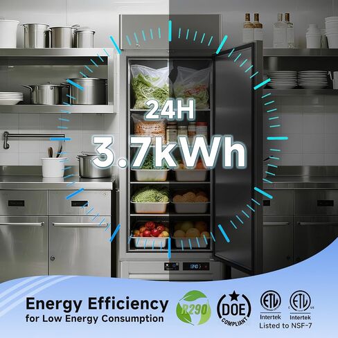 VEECOOL Commercial Refrigerators Upright WiFi Enabled, 27" One Section Solid Door Reach in Refrigerator with Right-Hinged Door, 23 cu.ft. Capacity, Stainless Steel, Fan Cooling, ETL&ETL Sanitation in Kuwait