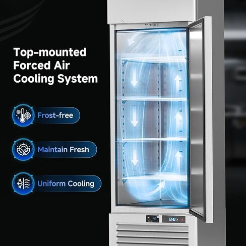 VEECOOL Commercial Refrigerators Upright WiFi Enabled, 27" One Section Solid Door Reach in Refrigerator with Right-Hinged Door, 23 cu.ft. Capacity, Stainless Steel, Fan Cooling, ETL&ETL Sanitation in Kuwait