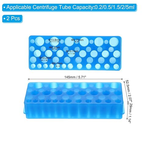 PATIKIL 26 Wells Tube Rack، 2 قطعة رف قارورة طبقة واحدة متعددة الوظائف حامل أنبوب الطرد المركزي لأنابيب Microcentrifuge 0.2/0.5/1.5/2/5 مل، أزرق in Kuwait