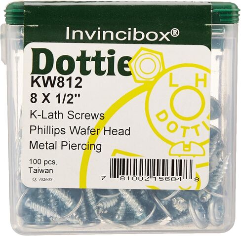 L.H. Dottie KW812 Metal Piercing Screw Wafer Head, Phillips, No.8 by 1/2-Inch Length, Zinc Plated, 100-Pack in Kuwait