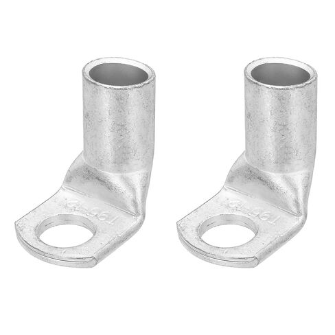 MECCANIXITY 1/2" Copper Wire Lugs, 90 Degree Bent 0.53" Inner Dia. Battery Cable Ends Battery Lugs Ring Terminals Connectors Bare Copper Eyelet for Electrical Supplies (Silver, 2Pcs) in Kuwait
