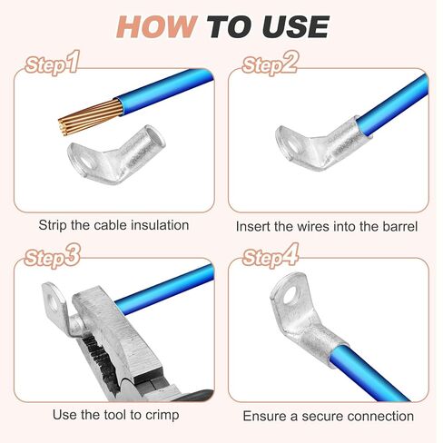 MECCANIXITY 1/2" Copper Wire Lugs, 90 Degree Bent 0.53" Inner Dia. Battery Cable Ends Battery Lugs Ring Terminals Connectors Bare Copper Eyelet for Electrical Supplies (Silver, 2Pcs) in Kuwait