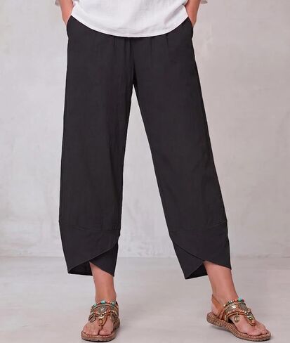 Women Wide Leg Capri Pants Casual Loose High Waisted Lounge with Pockets in Kuwait