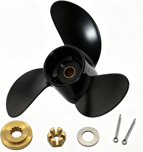 Upgrade 7.8 x 6/7/8/9 Boat Propeller with Hardware Kits fit Tohatsu Nissan & Mercury Outboard Engines 4-6HP, 12 Spline Tooth RH, 3 Blades in Saudi Arabia