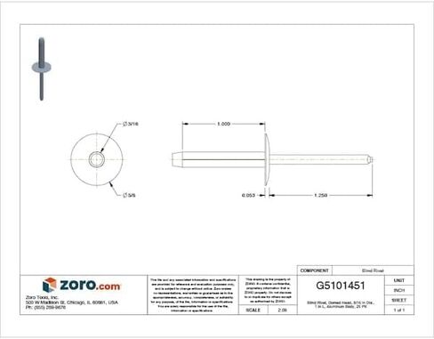 الشركة المصنعة Varies Blind Rivet، 3/16 بوصة Dia.، 25 PK 10965PK - 1 لكل منهما in Kuwait