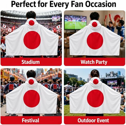 Japan World Soccer Game 2026 Fan Essentials Kit One Size National Cape (3x5 Ft) Flag Soccer Support Wear for Game Day Stadium Party Outdoor Fan Decor in Kuwait
