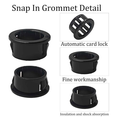 30PCS Black Snap Bushing Grommet 1"(25mm) Mounting Diameter, Nylon Cable Hole Grommets for Electrical Wiring, Snap-in Locking Wire Cord Hose Tubing Protectors in Kuwait