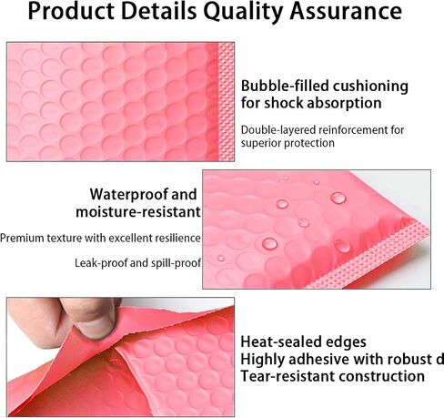 20 Pcs Pink Polyethylene Bubble Mailers, 7 * 5 Inches - Padded Shipping Envelopes For Small Business Packaging And Mailing Supplies, Small Bubble Mailers in Kuwait