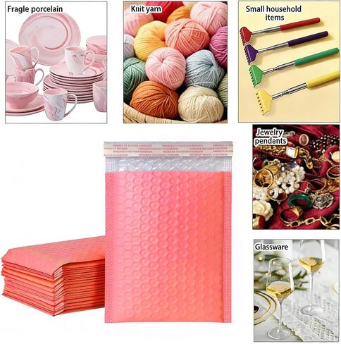 20 Pcs Pink Polyethylene Bubble Mailers, 7 * 5 Inches - Padded Shipping Envelopes For Small Business Packaging And Mailing Supplies, Small Bubble Mailers in Kuwait