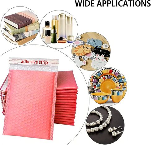 20 Pcs Pink Polyethylene Bubble Mailers, 7 * 5 Inches - Padded Shipping Envelopes For Small Business Packaging And Mailing Supplies, Small Bubble Mailers in Kuwait