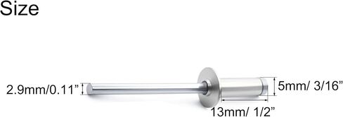 NACX 3/16" x 1/2" مسامير ألومنيوم عمياء، 5 × 13 مم، 75 قطعة (فضي) in Kuwait