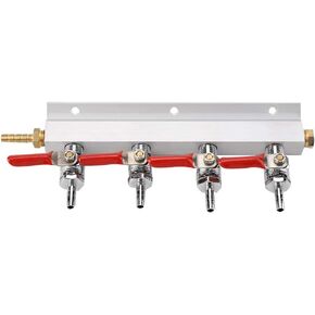4 Way CO2 Air Gas Manifold Splitter Durable Aluminum Brass Stainless Steel Beer Dispenser with Check Valve for Home Brewing Keg Draft System Silver 9.45 Inch in Kuwait